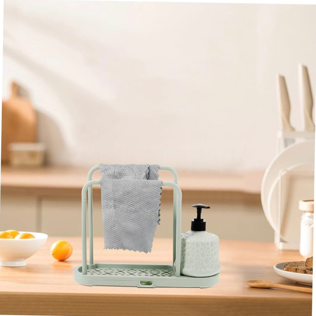 Kitchen Drainer Multi-use Dishcloth Holder Dish Cloth Rack Draining Sponge Rack Kitchen Sponge Rack Rag Storage Rack Rag Holder Kitchen Gadgets Dishcloth Holders Sponge Drain Rack, Green&white