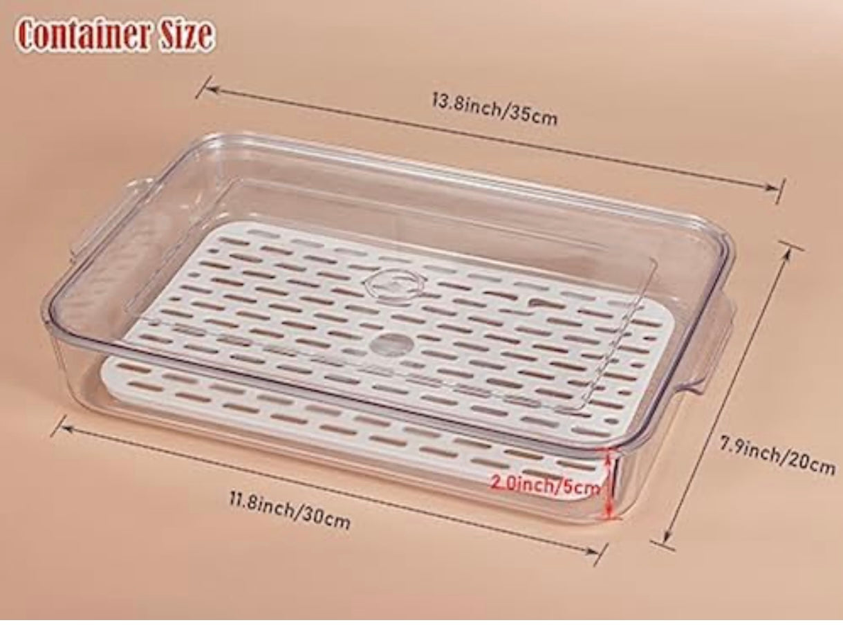 Acrylic Food Storage box Tightly Sealed Plastic Lid With Drainage Plate And High Quality Material Practical For Kitchen - Transparent White