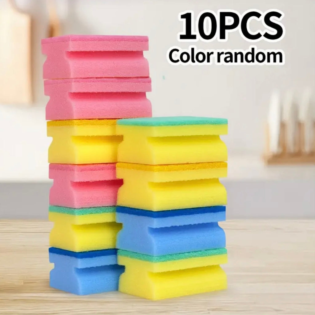 10pcs Colorful I-shaped Sponge, Cleaning Sponge, Double-sided Scouring Pad, Household Cleaning, Dishwashing Sponge, Advanced Kitchen Sponge, Durable Anti-scratch Sponge, Cleaning Tools, Random Colors