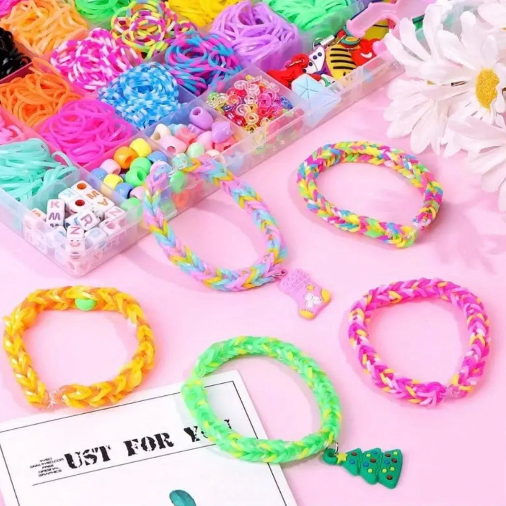 DIY Rubber Band Bracelet Making Kit Compartment Box with Colorful Bands for Crafting, Jewelry Accessories & Gifts