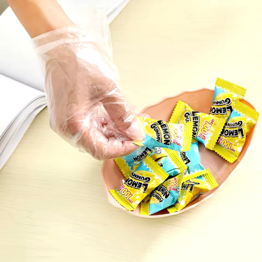 100Pcs Disposable Gloves Kitchen Plastic Disposable Gloves Multifunctional Food Grade Transparent Disposable Gloves Household
