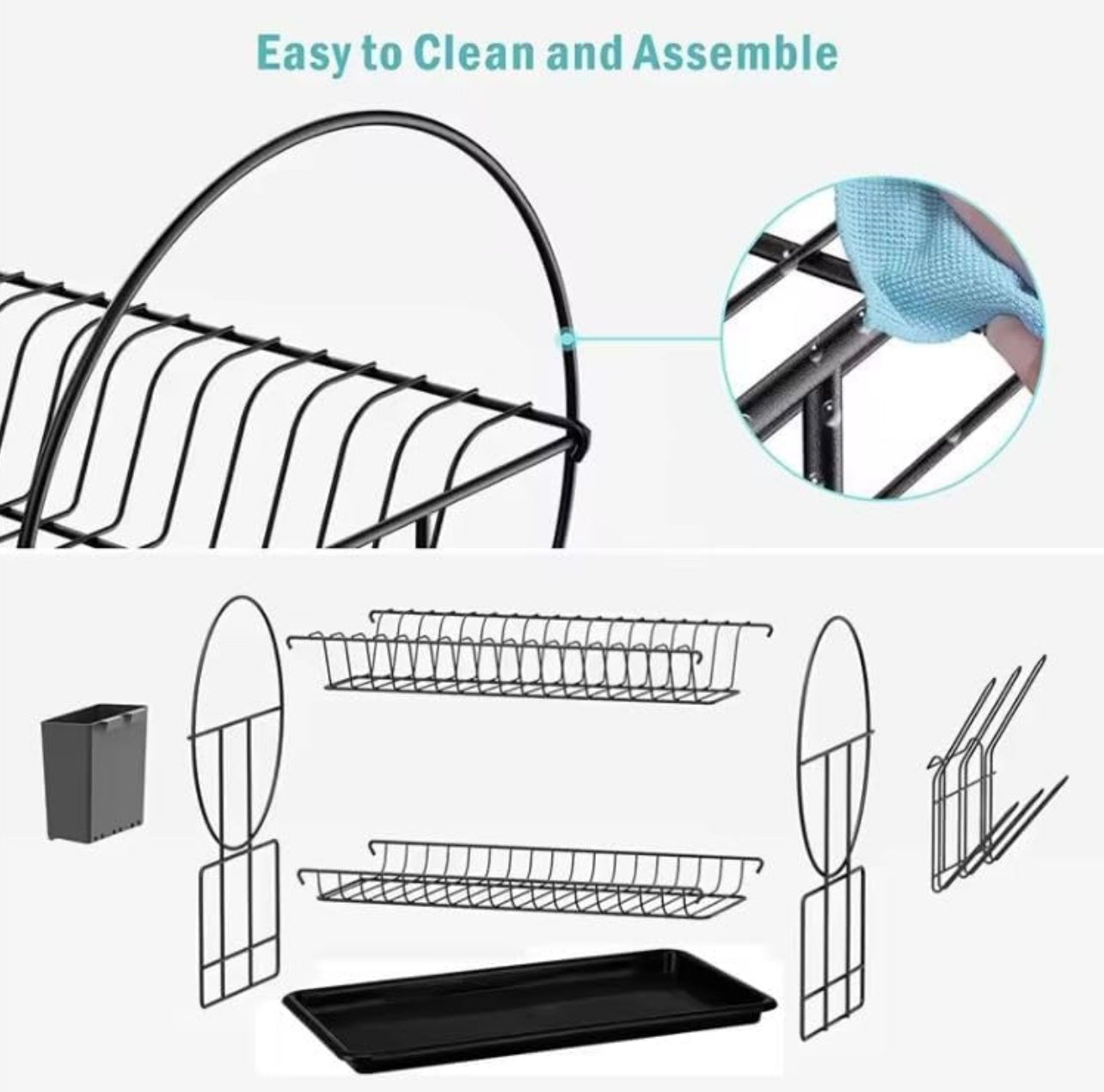 2-Tier Dish Drying Rack, Space Saving Dish Dryer Rack with Drainboard,Space Saving Dish Strainer, Small Dish Racks for Kitchen Counter with Cutlery Basket,Cup Holder | okka online