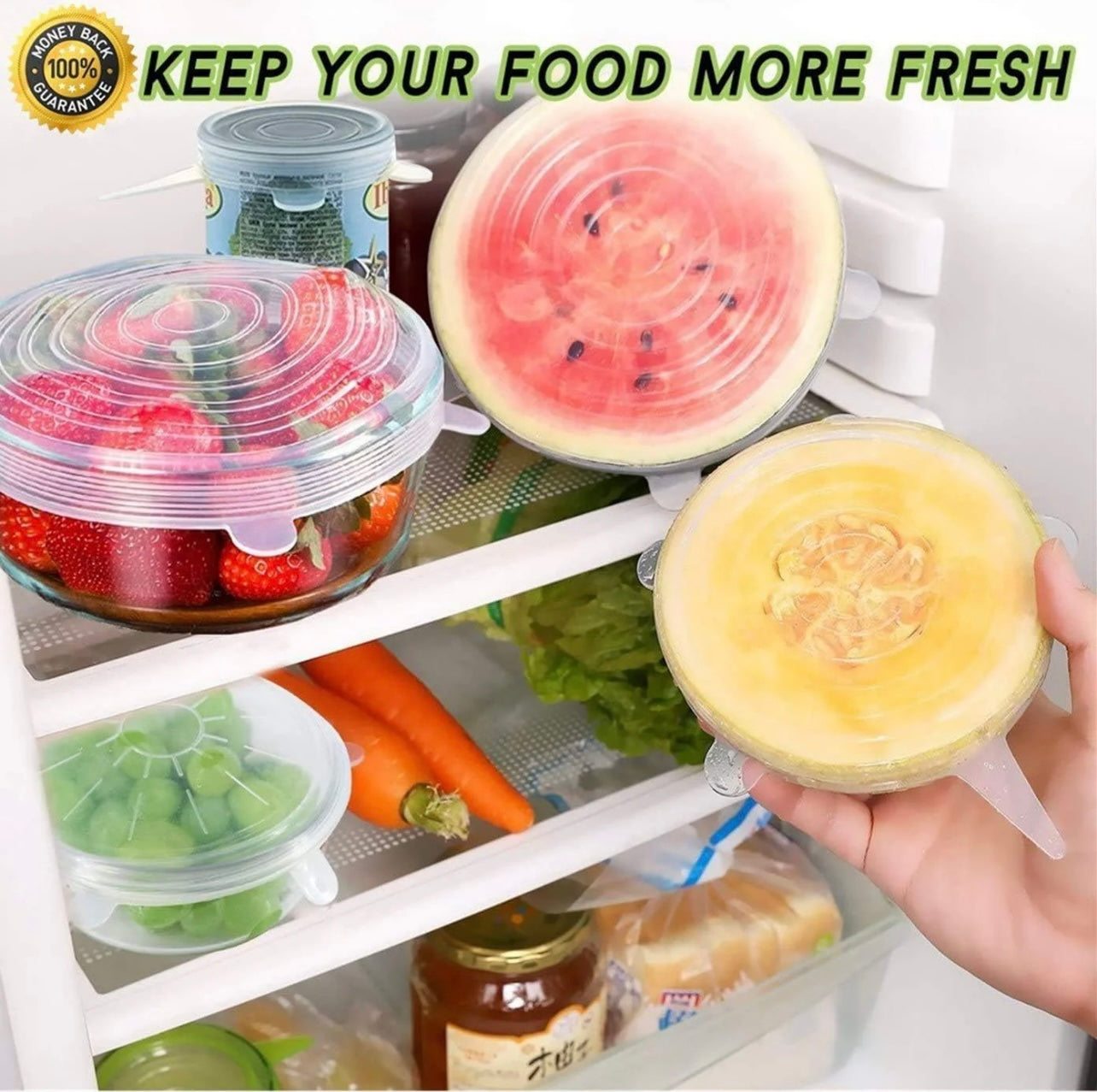 6 Pcs/Set Stretchable Reusable Silicone Lid Food Storage Covers