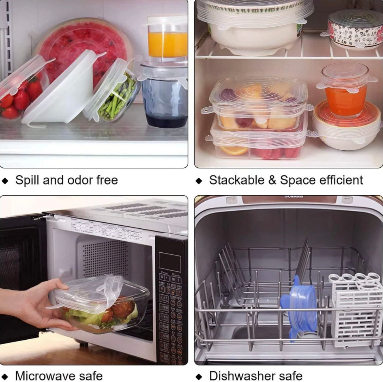 6 Pcs/Set Stretchable Reusable Silicone Lid Food Storage Covers