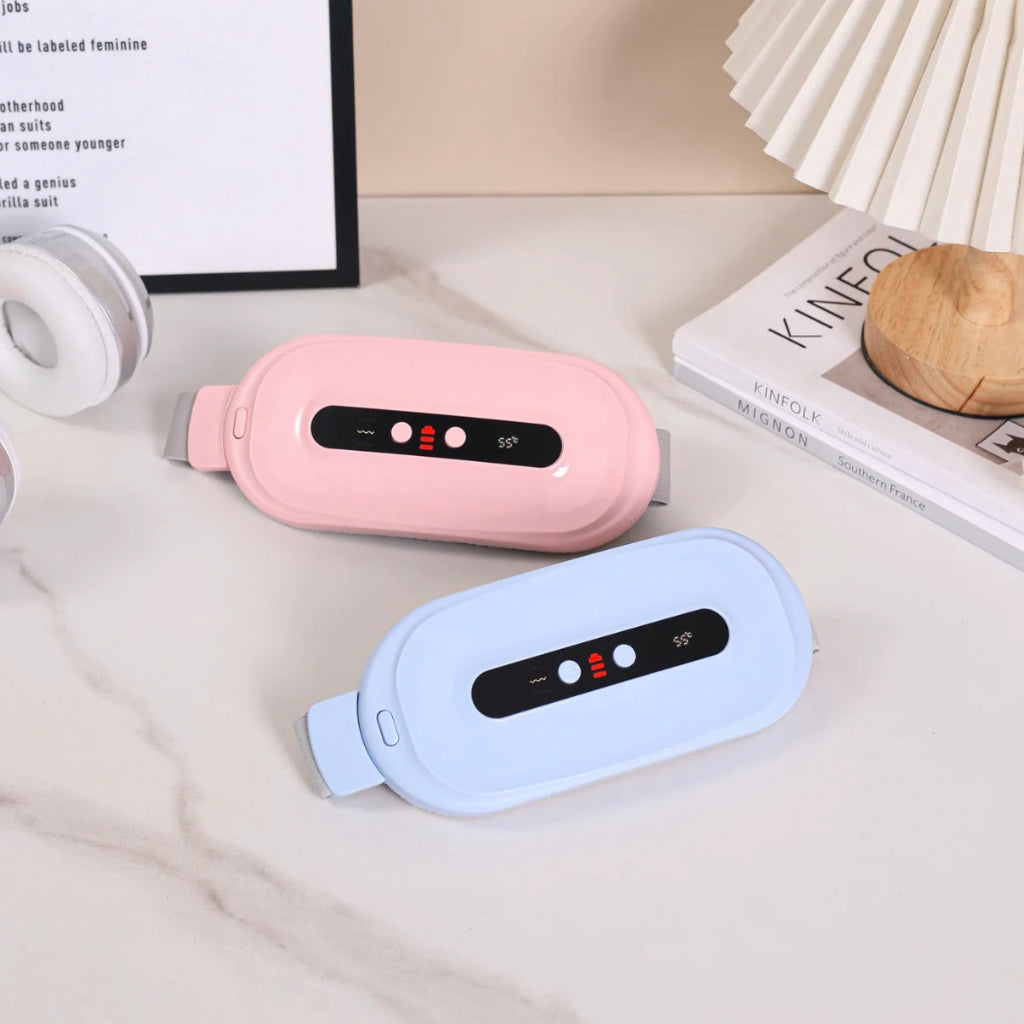 Rechargeable USB-Charged Waist Massager with 3 Heat Compressions - Vibrating Abdominal Belt for Muscle Relief, Adjustable Intensity,