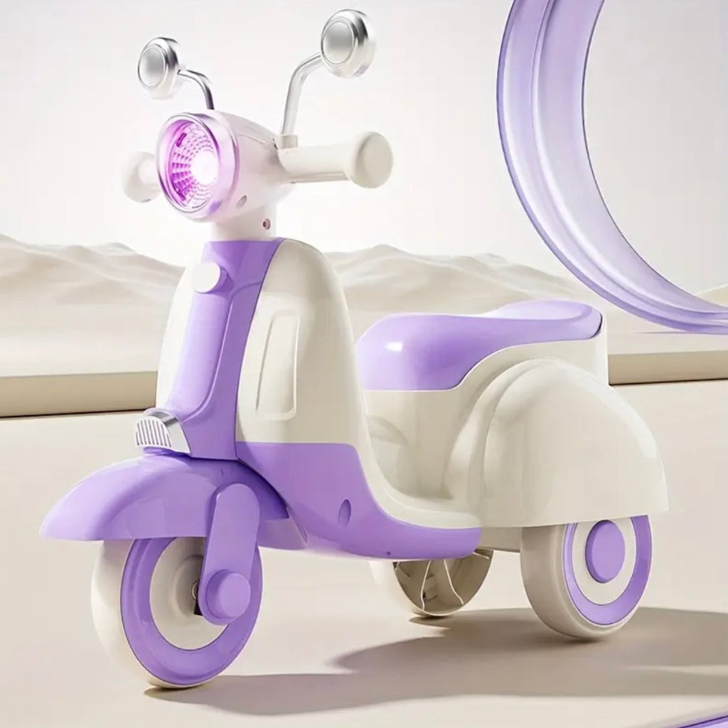 Kids' Scooter Toy Car with Music & Lights - 3+ Years, 3 Riding Modes (Ride-On, Push, Balance), Durable Plastic Wheels, 4 Colors (beige/Pink/Purple/Green) - Ideal Children's Day Gift