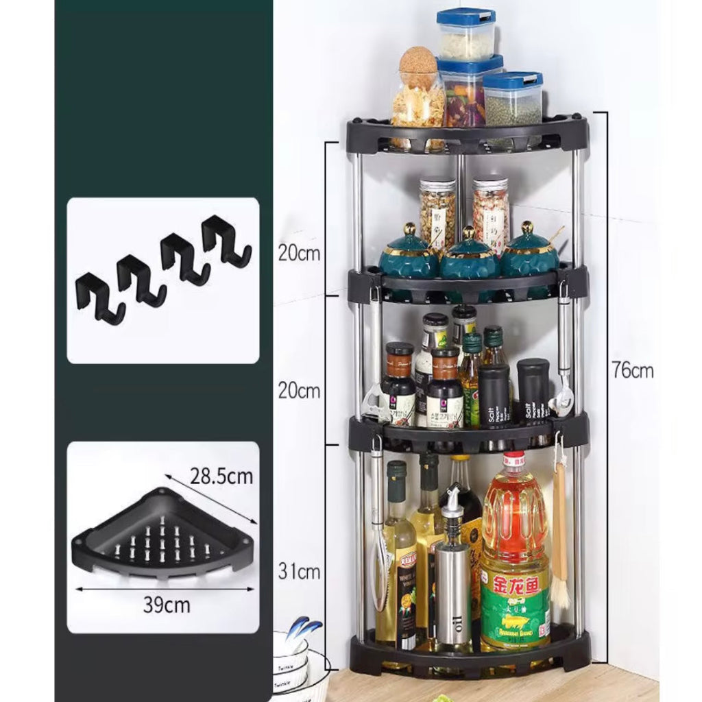 4 Tiers Multifunctional Kitchen Plastic Shelves Modern Minimalist Convenient Storage Kitchen Rack