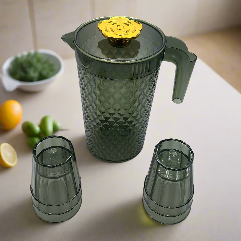 Premium Diamond Cut Water Jug Set – Elegant Design with 4 Glasses Ideal for Home & Gift Use