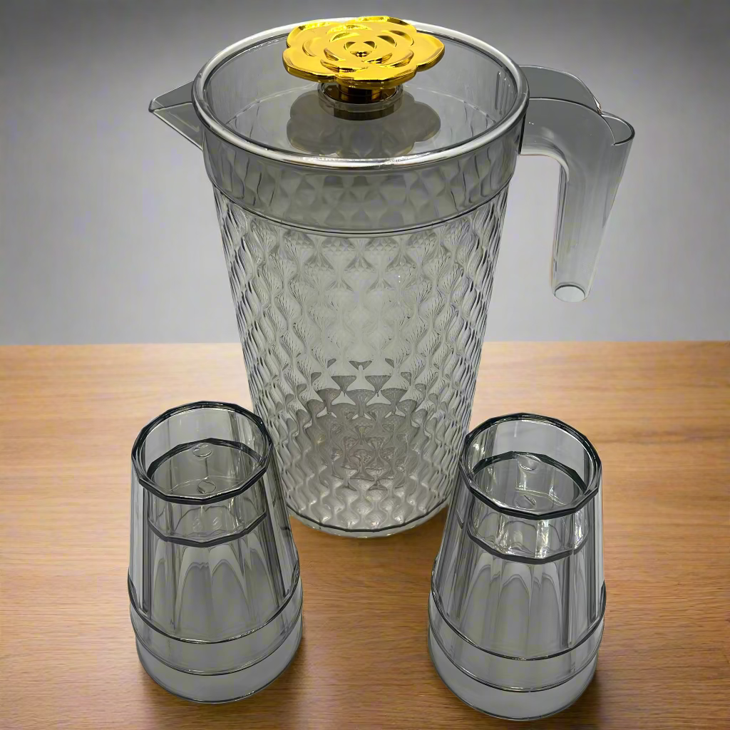 Premium Diamond Cut Water Jug Set – Elegant Design with 4 Glasses Ideal for Home & Gift Use
