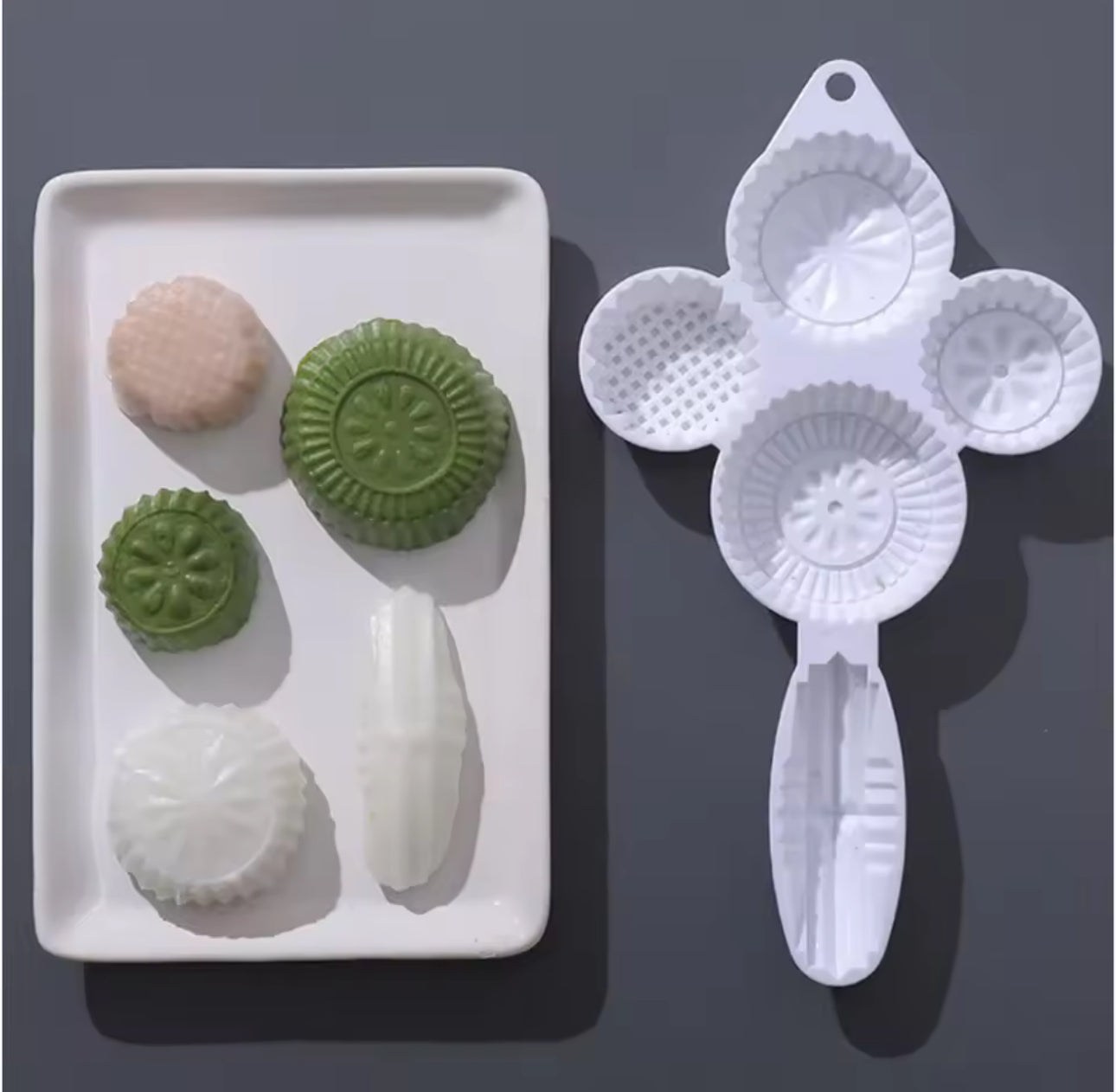 1 piece of 4 in 1 mung bean cake bowl cake mold pressed cake embossed hand-pressed moon cake dessert baking mold Home Party Birthday Kitchen tool new