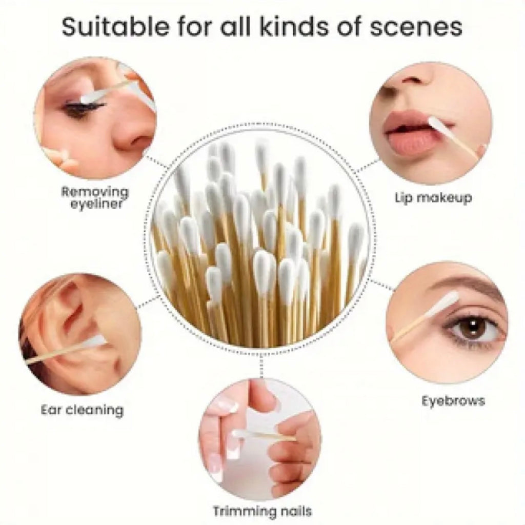 Disposable Double-Ended Cotton Swabs for Ear Cleaning, Available in 1 Packs of 60 ps, Suitable for Makeup Application.