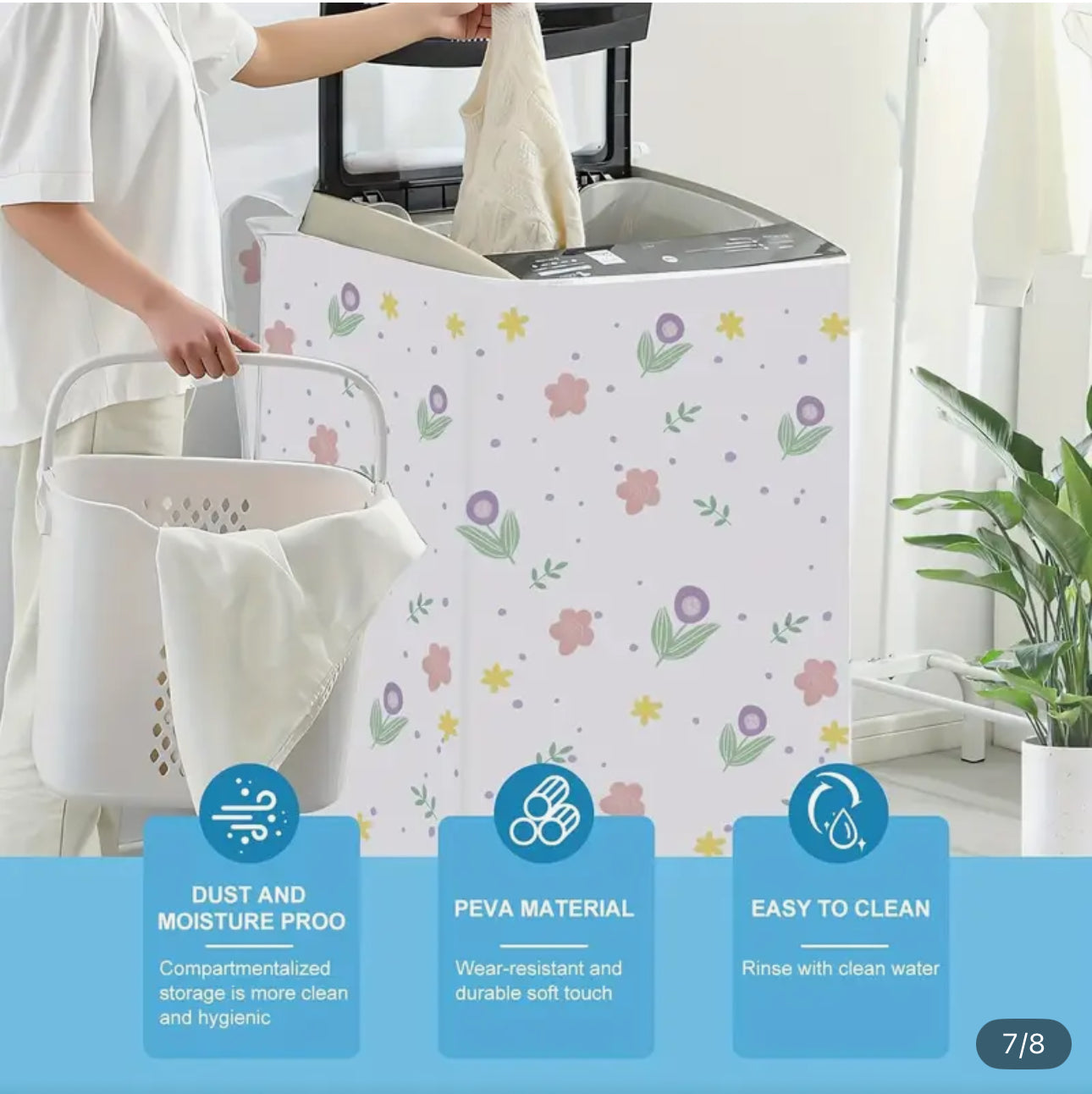 Stylish Floral & Geometric PE Washing Machine Cover - Durable, Fade-Resistant Dust Shield for Single Cylinder Pulsator Machines, Modern Random Design, Perfect for Balconies & Modern Living Spaces