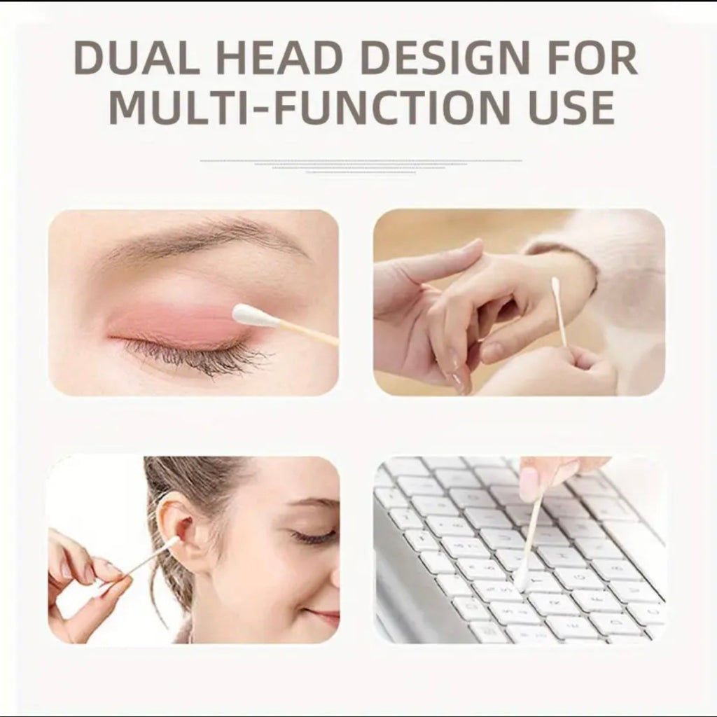 Disposable Double-Ended Cotton Swabs for Ear Cleaning, Available in 1 Packs of 60 ps, Suitable for Makeup Application.