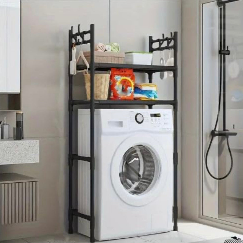 2-Tier Washer Storage rack for Over Bathroom, Space Saving Washing Machine Storage Rack Bathroom Organizer, Laundry Room Shelving Units Over The Washing Machine
