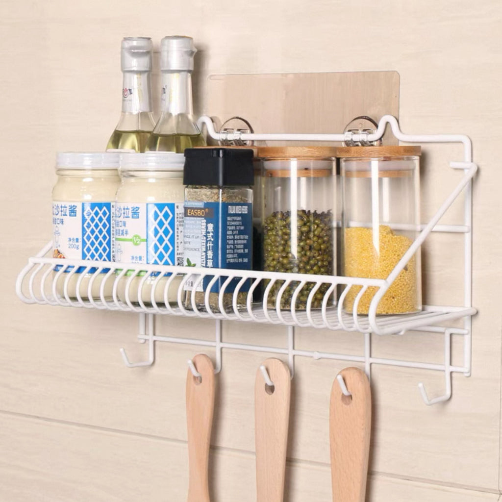 Multipurpose Kitchen Storage Rack Wall Hanging Kitchen Storage and Organizer White Racks & Holders