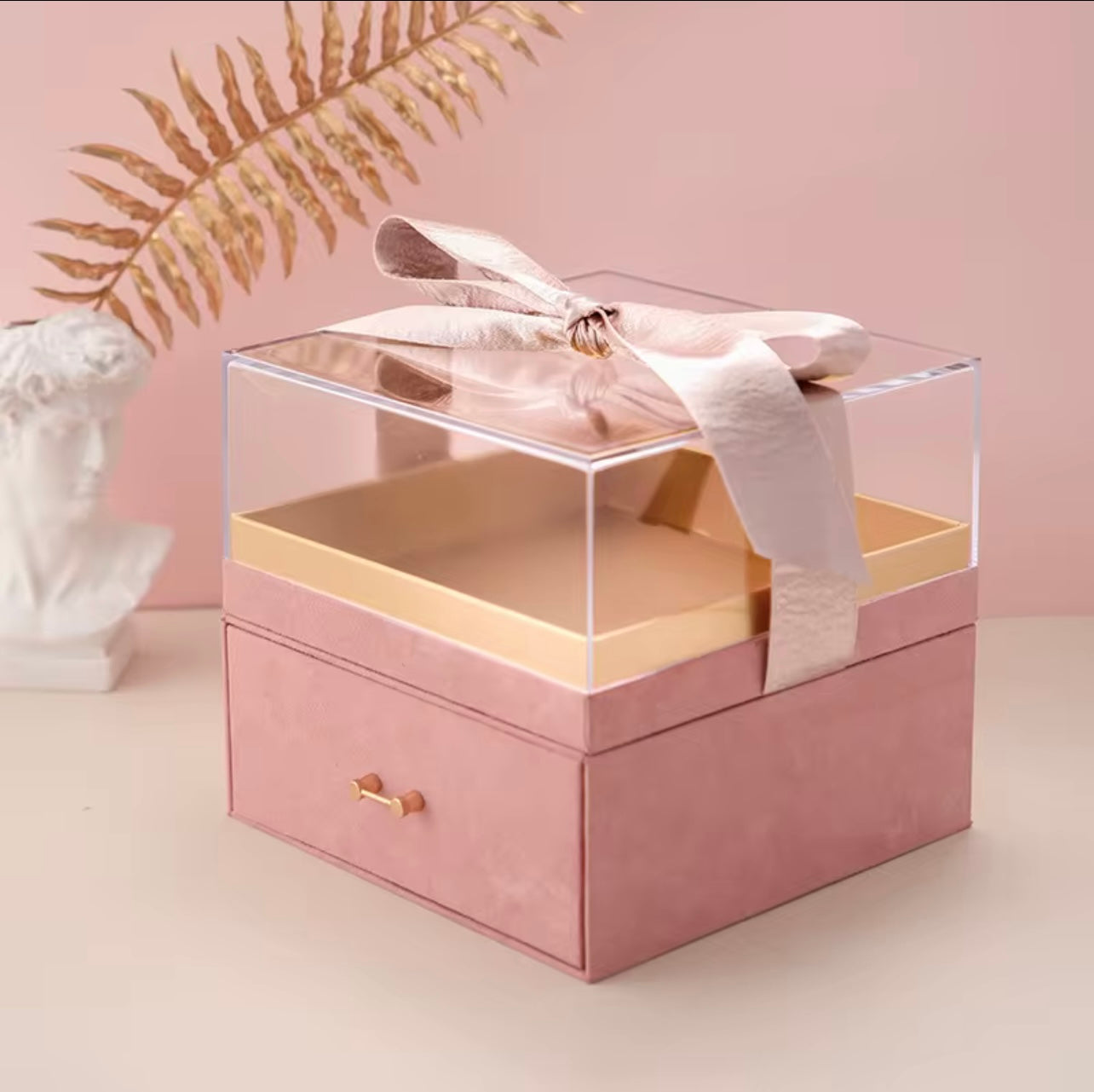 Luxury Square Acrylic, Plastic Gift Box Full View Gift Box with Drawer Design