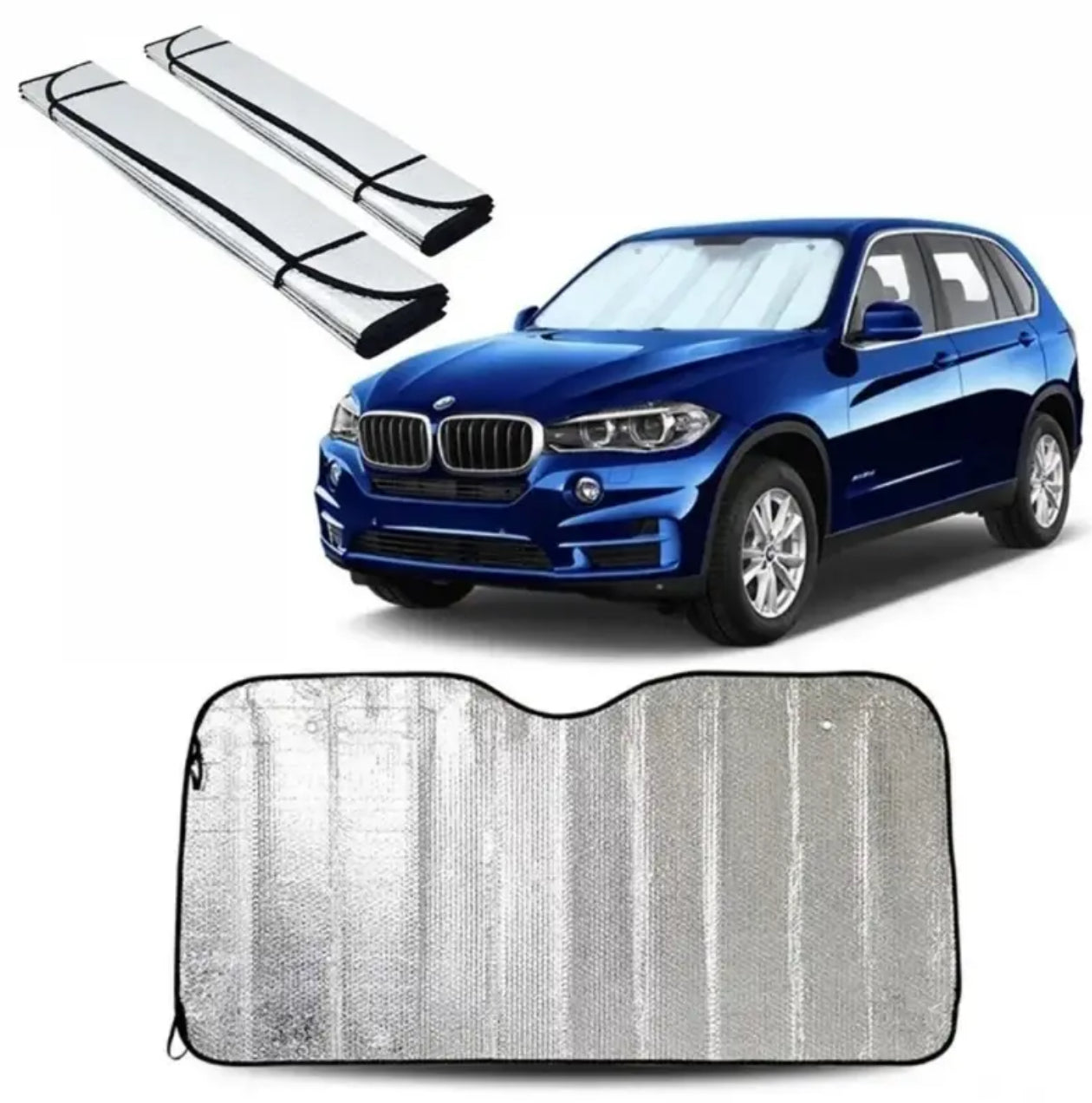 Double-Sided Bubble Aluminum Foil Car Sunshade - Heat Insulation And UV Protection, Enhances Interior Comfort by Blocking The Front Windshield, Suitable for Most Vehicle Models, Window Heat Insulation.