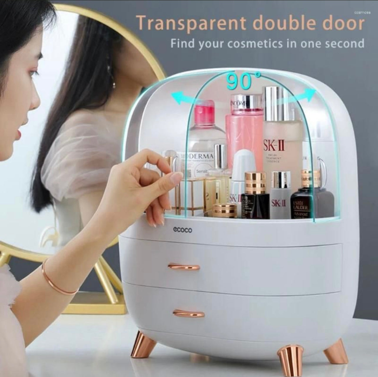 Cosmetic Storage Box Big Capacity Dustproof Waterproof Makeup Organizers Home Skin Care Make Up Nail Jewelry Storage Drawers