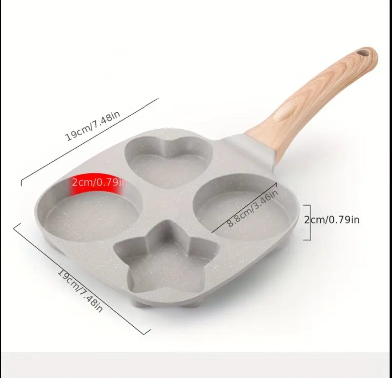 مقلاة غير لاصقة من الحديد الزهر مع 4 فتحات - مثالية للبيض والفطائر..