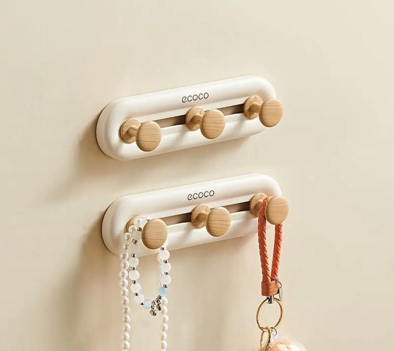 Universal Wooden Hook Row Hook Strong Wall Hanging Wall Load-bearing No Punching Kitchen Sticky Hook Sticky Clothes Hook