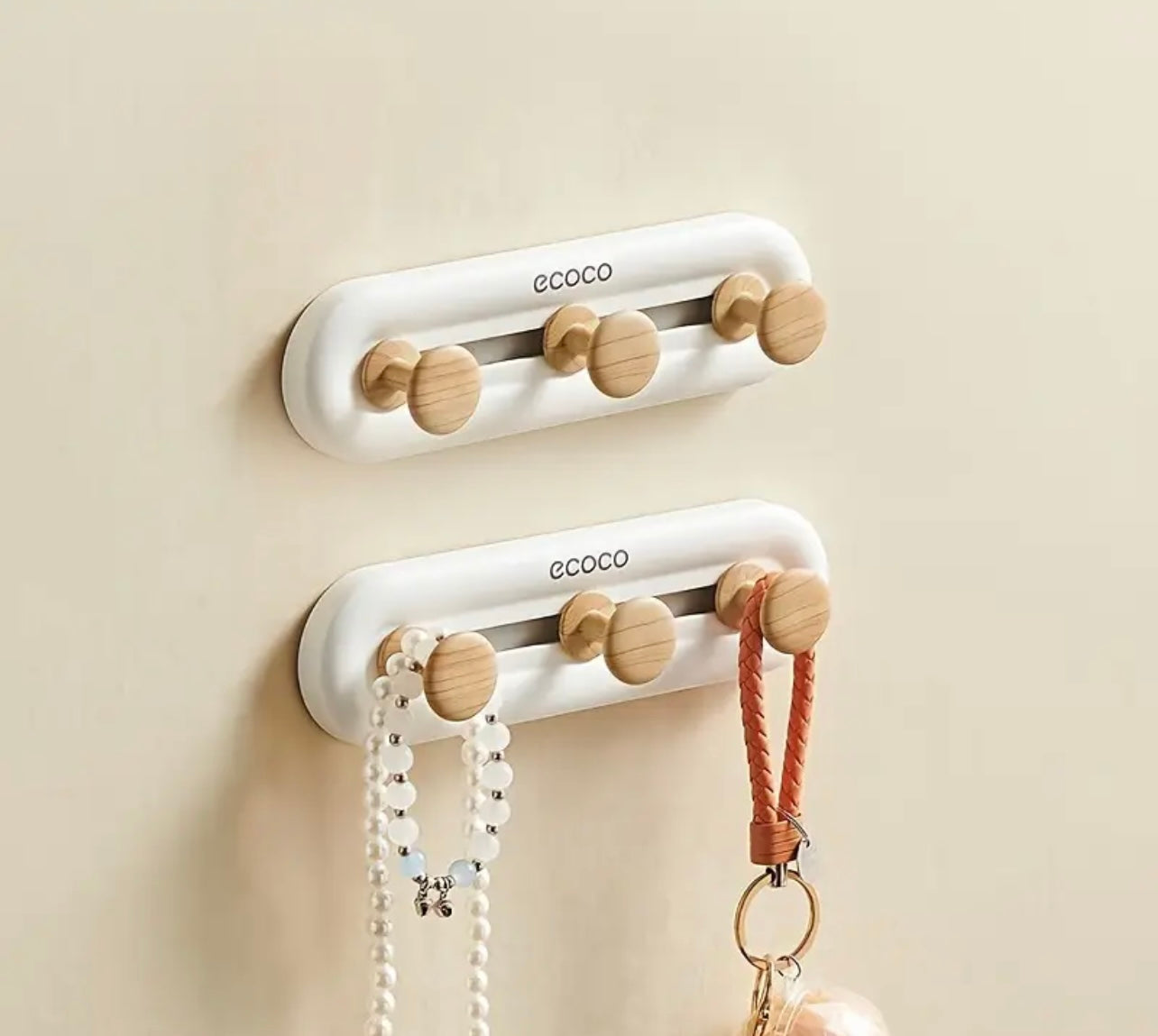 Universal Wooden Hook Row Hook Strong Wall Hanging Wall Load-bearing No Punching Kitchen Sticky Hook Sticky Clothes Hook