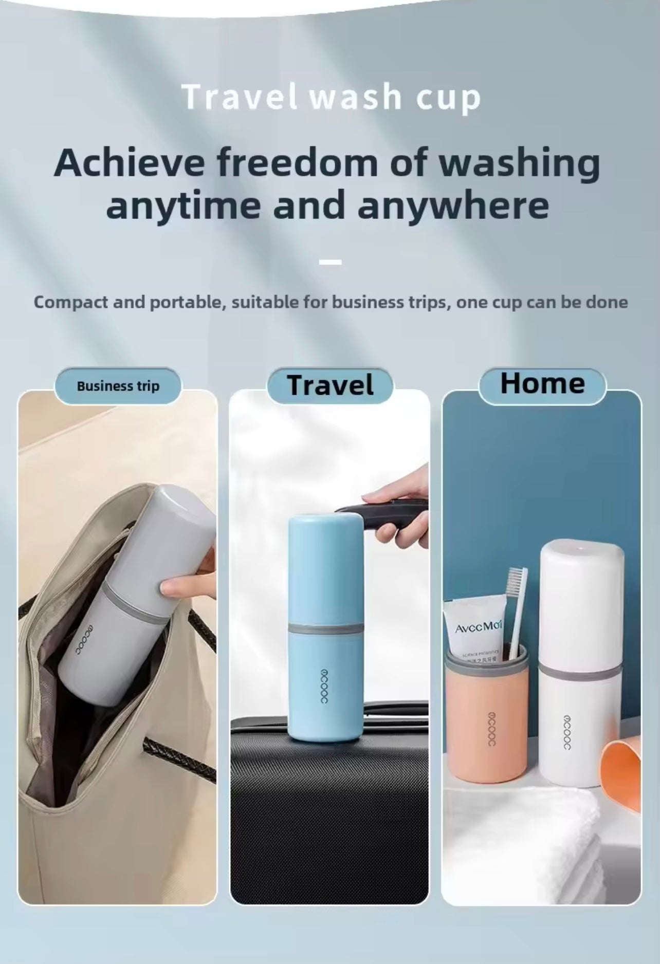 Portable business travel home wash cup set Mouthwash cup, brushing cup, toothbrush, cup, toothbrush set tight leak-proof portabl