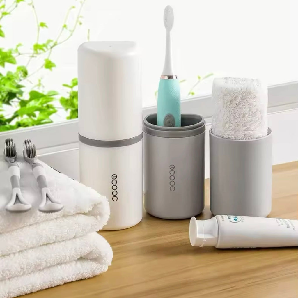 Ecoco Portable Travel Toothbrush Case – Large Capacity Wash Cup & Toothpaste Organizer