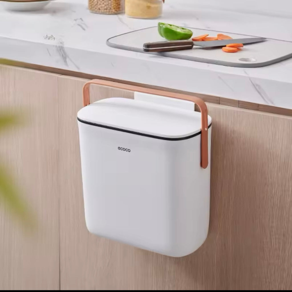 Wall-Mounted Kitchen Trash Can with Lid, Household Hanging Wastebasket, Creative Living Room Trash Bin, Cabinet Door Can Be Hung|dustbin