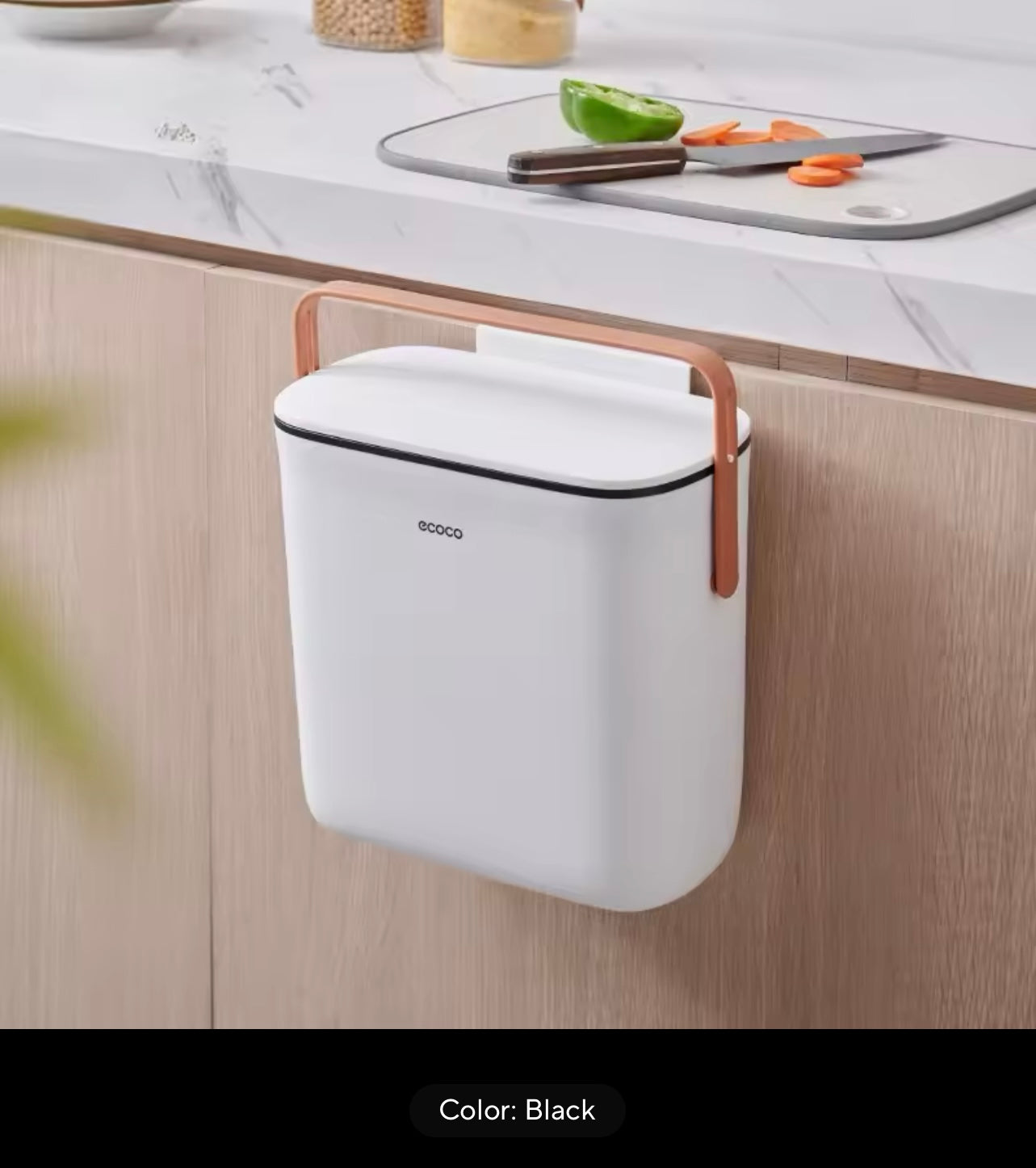Wall-Mounted Kitchen Trash Can with Lid, Household Hanging Wastebasket, Creative Living Room Trash Bin, Cabinet Door Can Be Hung