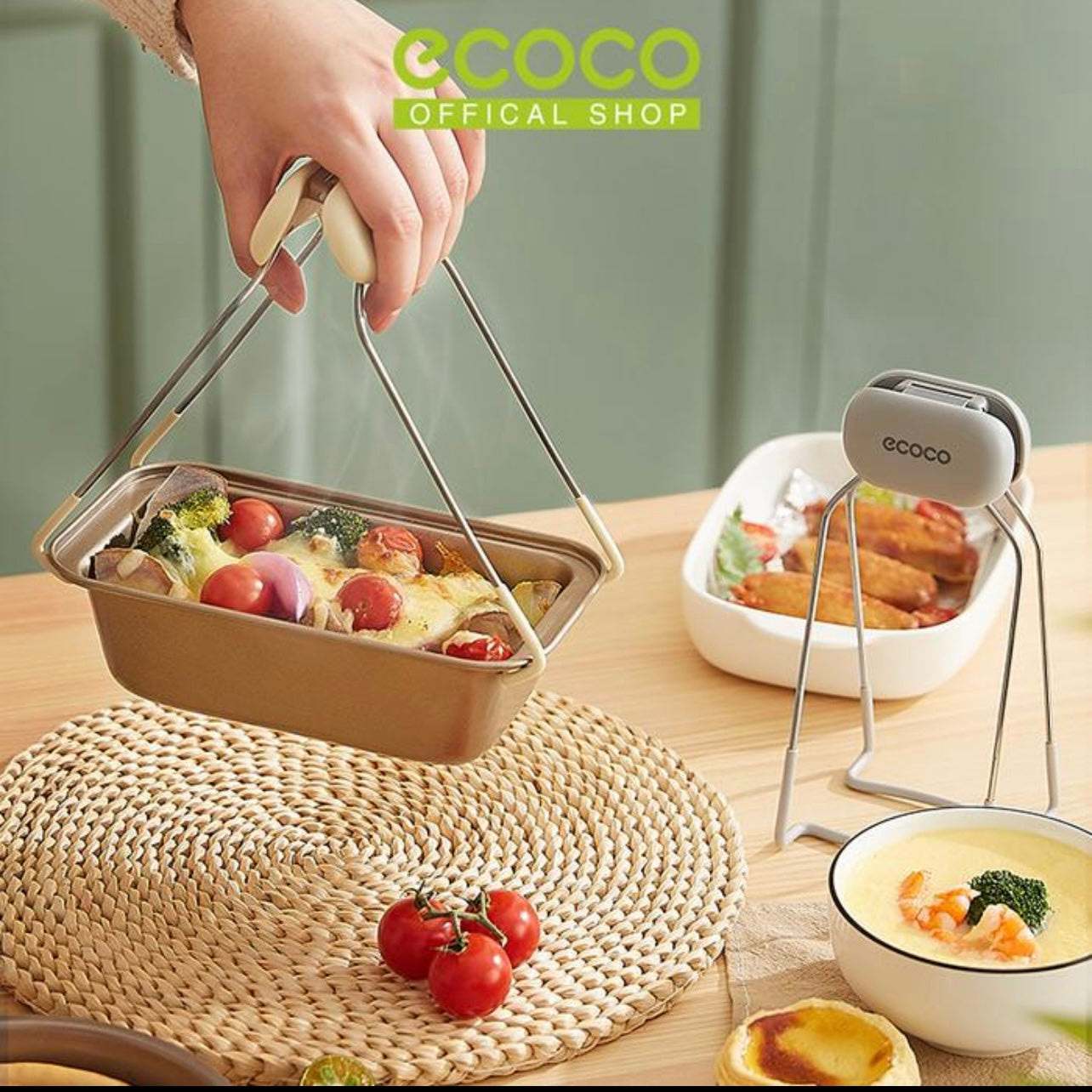 Ecoco Stainless Steel Kitchen Utensil Holder Hot Dish Clamp Anti-Scald Bowl Clip Foldable Plate Pot Oven Gripper Kitchen Gadgets