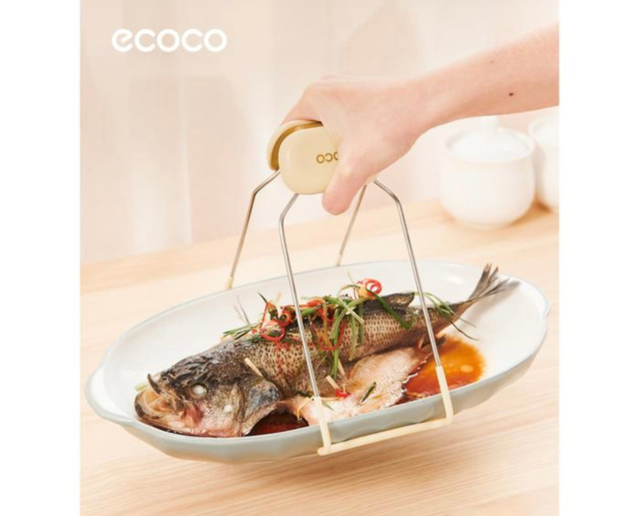 Ecoco الفولاذ المقاوم للصدأ المطبخ المطبخ حامل الساخن مشبك الطبق المضاد لقب وعاء مشبك قابلة للطي لا