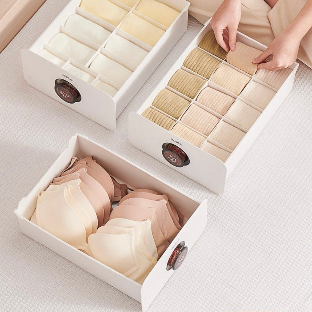Ecoco Portable Bra & Clothing Storage Box – Wardrobe Organizer with Drawer Separation