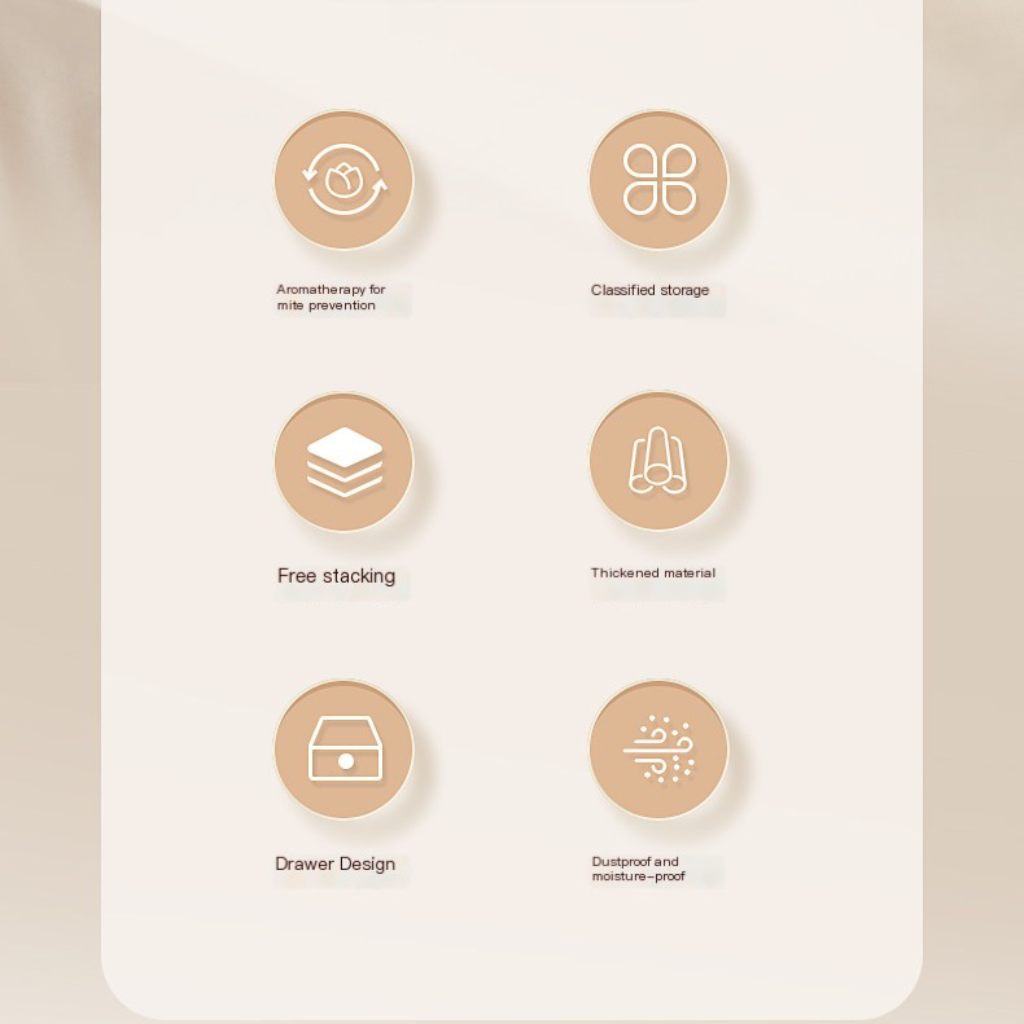 Ecoco 3-in-1 Socks  Storage Box – Closet Drawer Organizer with Deodorant & De-Mite Function