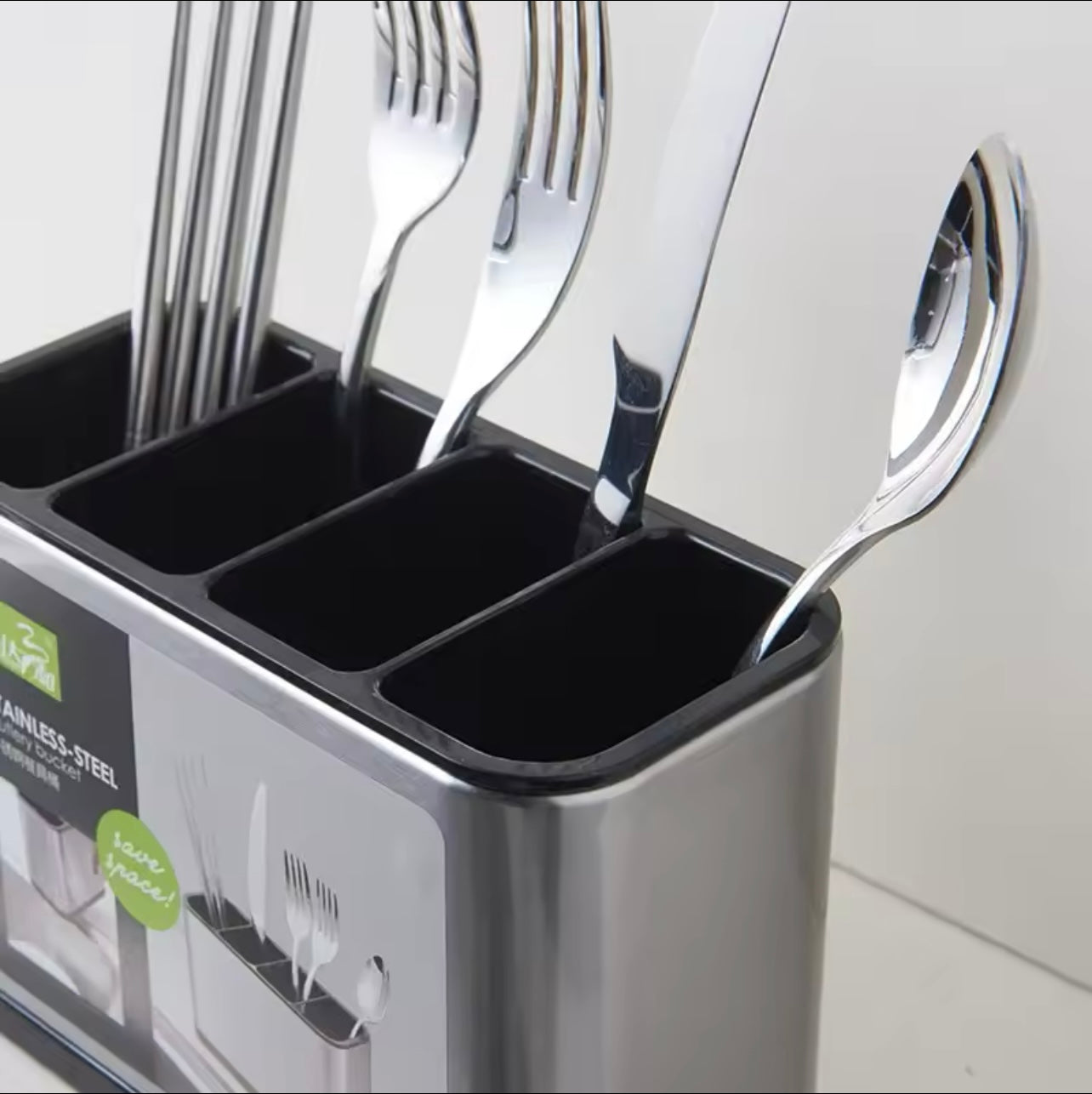 1pc Set, Dishware Box, Dishware Storage Box, Tabletop, Kitchen Counter, Rust-Proof, 4 Separate Drip Trays, Stainless Steel ABS Non-Slip and Scratch-Resistant, Creative Gift..