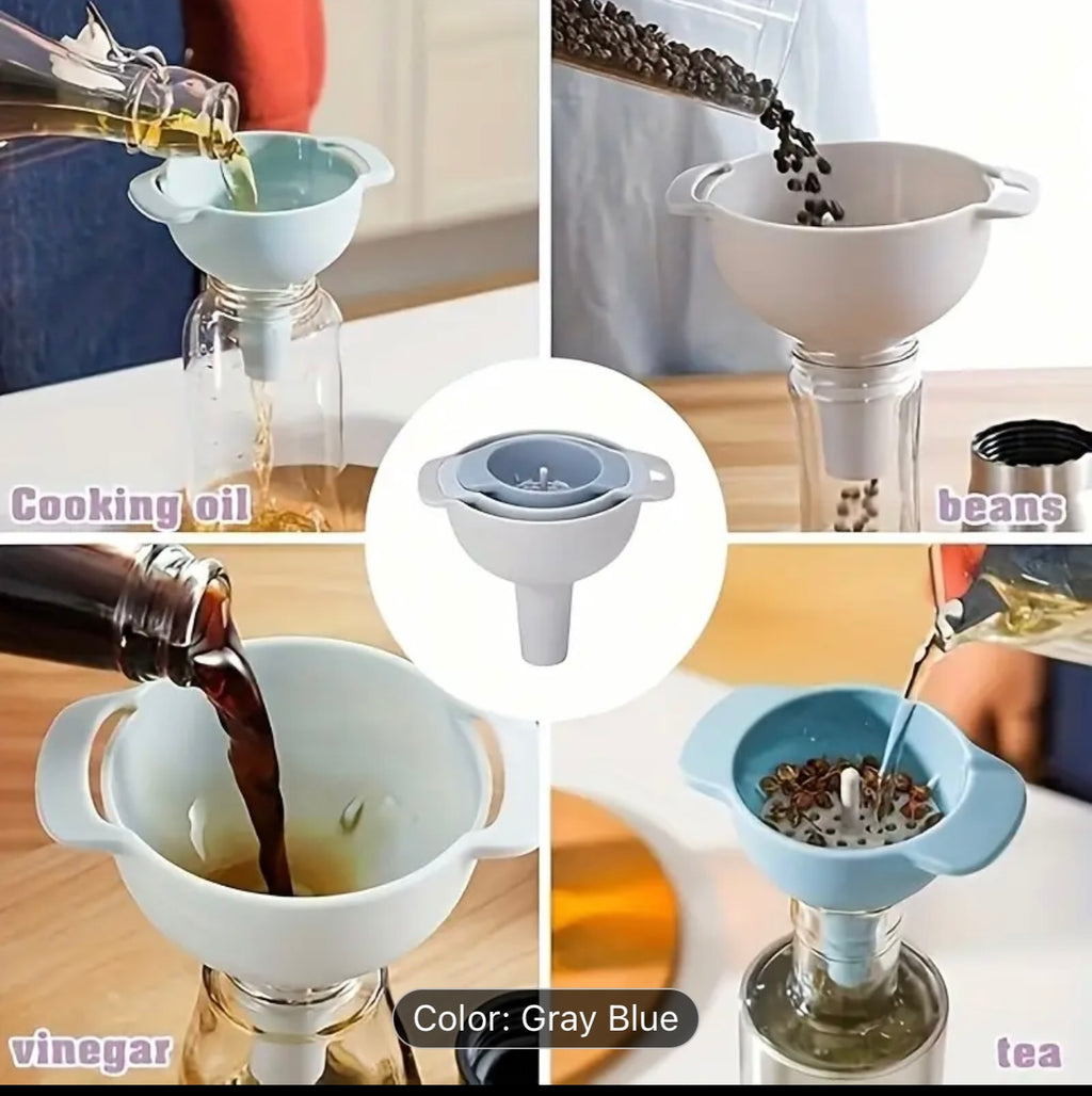 Funnel With Filter 1-Set Kitchen Funnel Kit – 3 Funnels with Detachable Filter