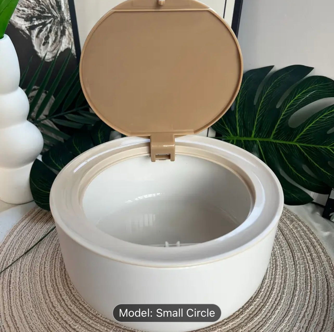 Classic Plastic Multipurpose Desktop Trash Can, Pure White, Compact,, Wood Grain Design, with Push-Type, for Kitchens, Bathrooms, Offices, Shelf Baskets dustbin