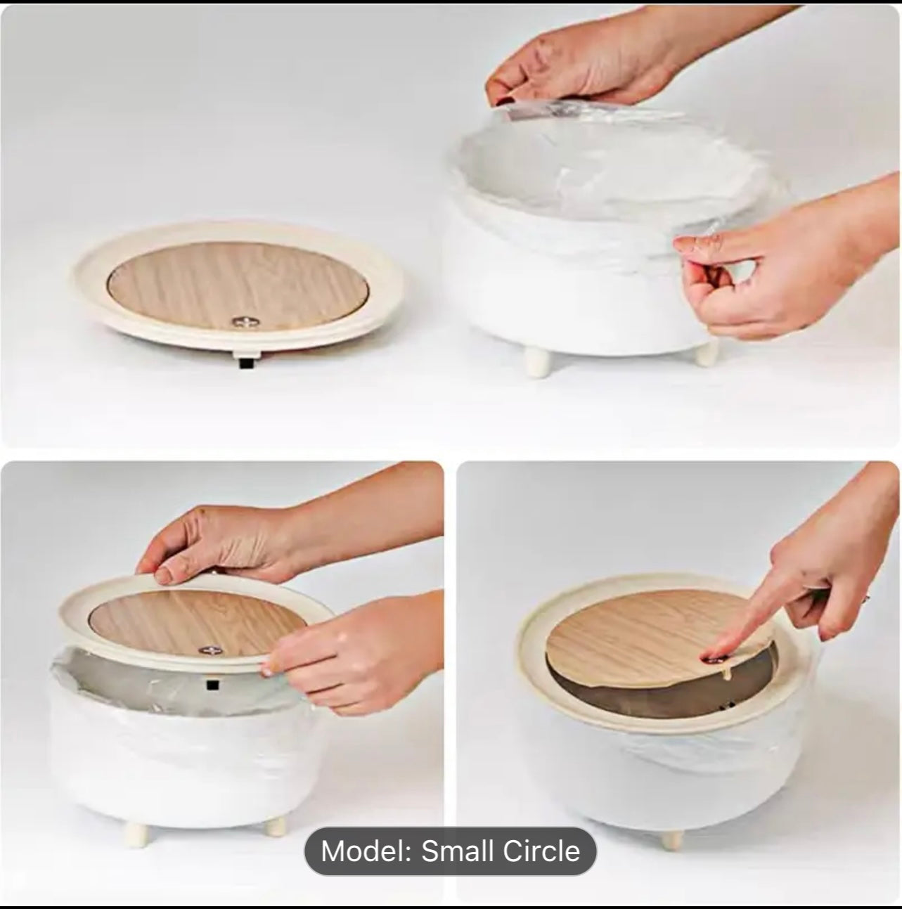 Classic Plastic Multipurpose Desktop Trash Can, Pure White, Compact,, Wood Grain Design, with Push-Type, for Kitchens, Bathrooms, Offices, Shelf Baskets dustbin