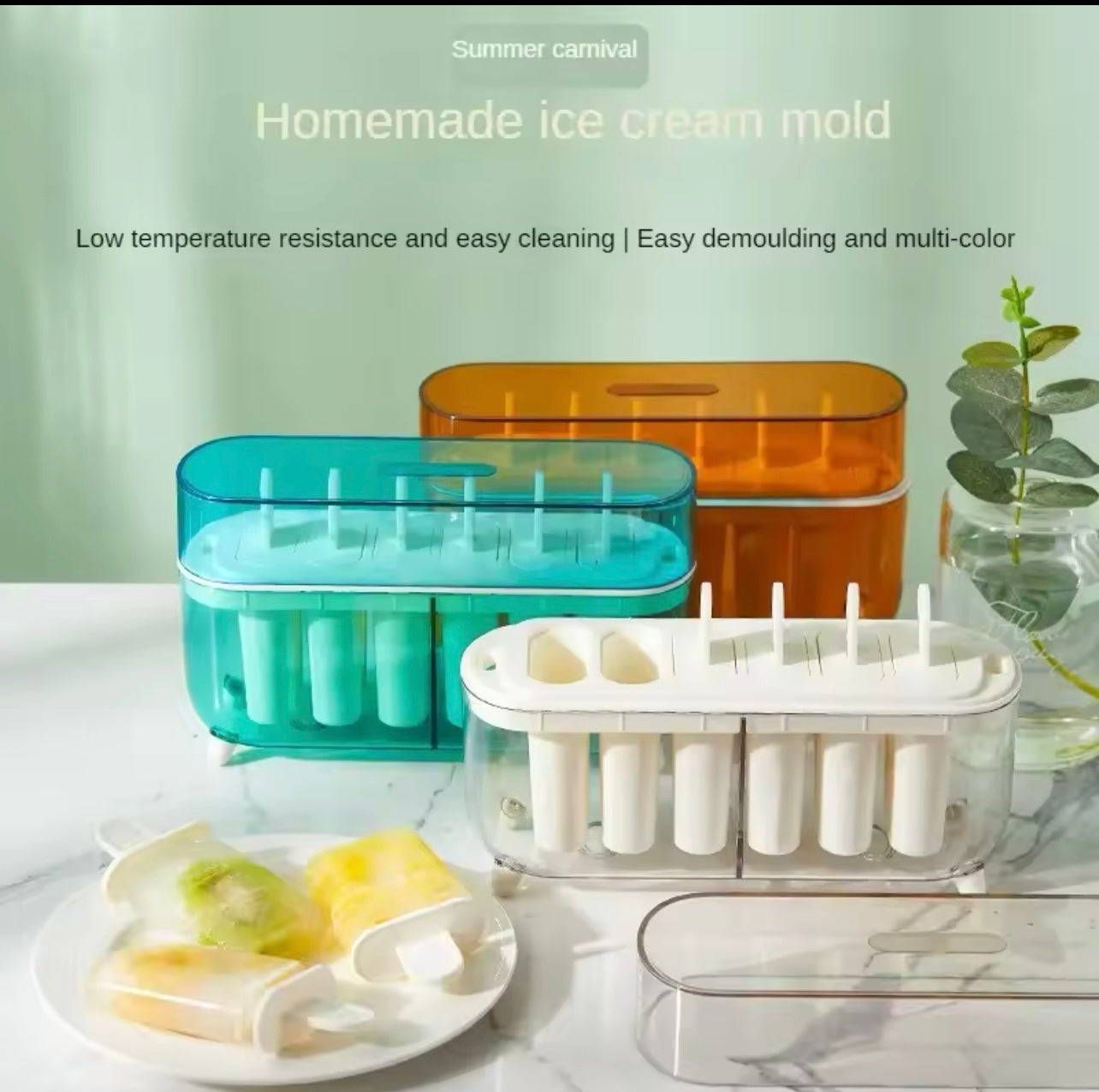 1pc Ice Grid Silicone Mold 6 Grid Ice Box with Lid Ice Mold Kitchen Mini Easy Release Self Made Ice Mold Ice Tray Popsicle Mold