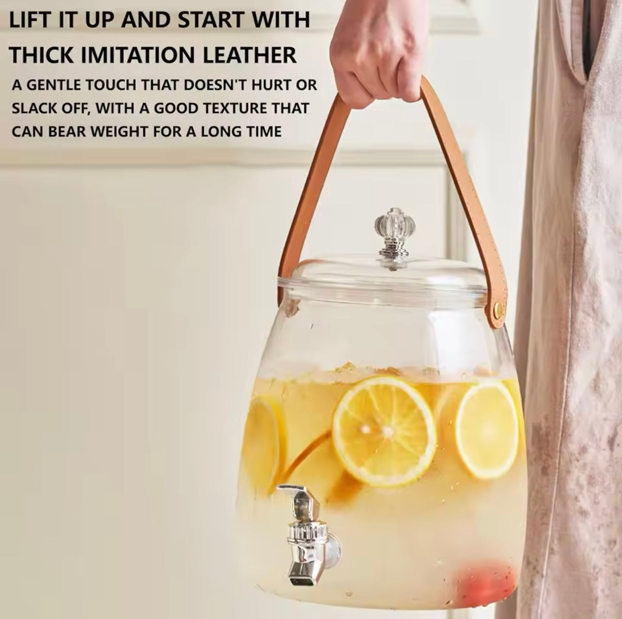 Beverage Dispenser Container with Spigot and Handle Leakproof Iced Juice Lemonade Drink Dispensers for Parties