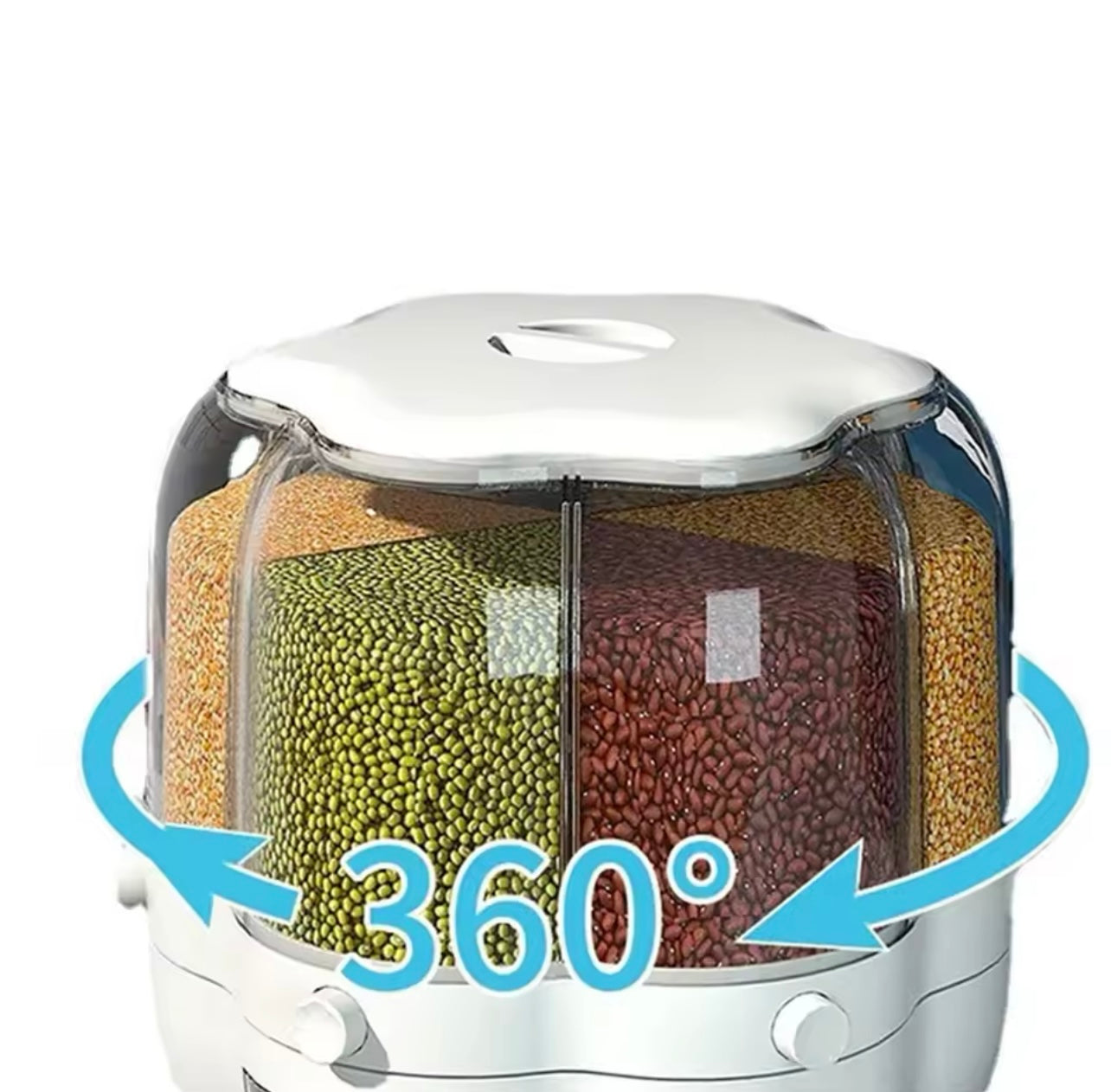 Large Capacity Rotating Grain Storage Container - Moisture & Insect-Proof, Divided Rice Bin for Flour, Pet Food & More - Durable Plastic Kitchen Organizer with Easy-Flip Lid