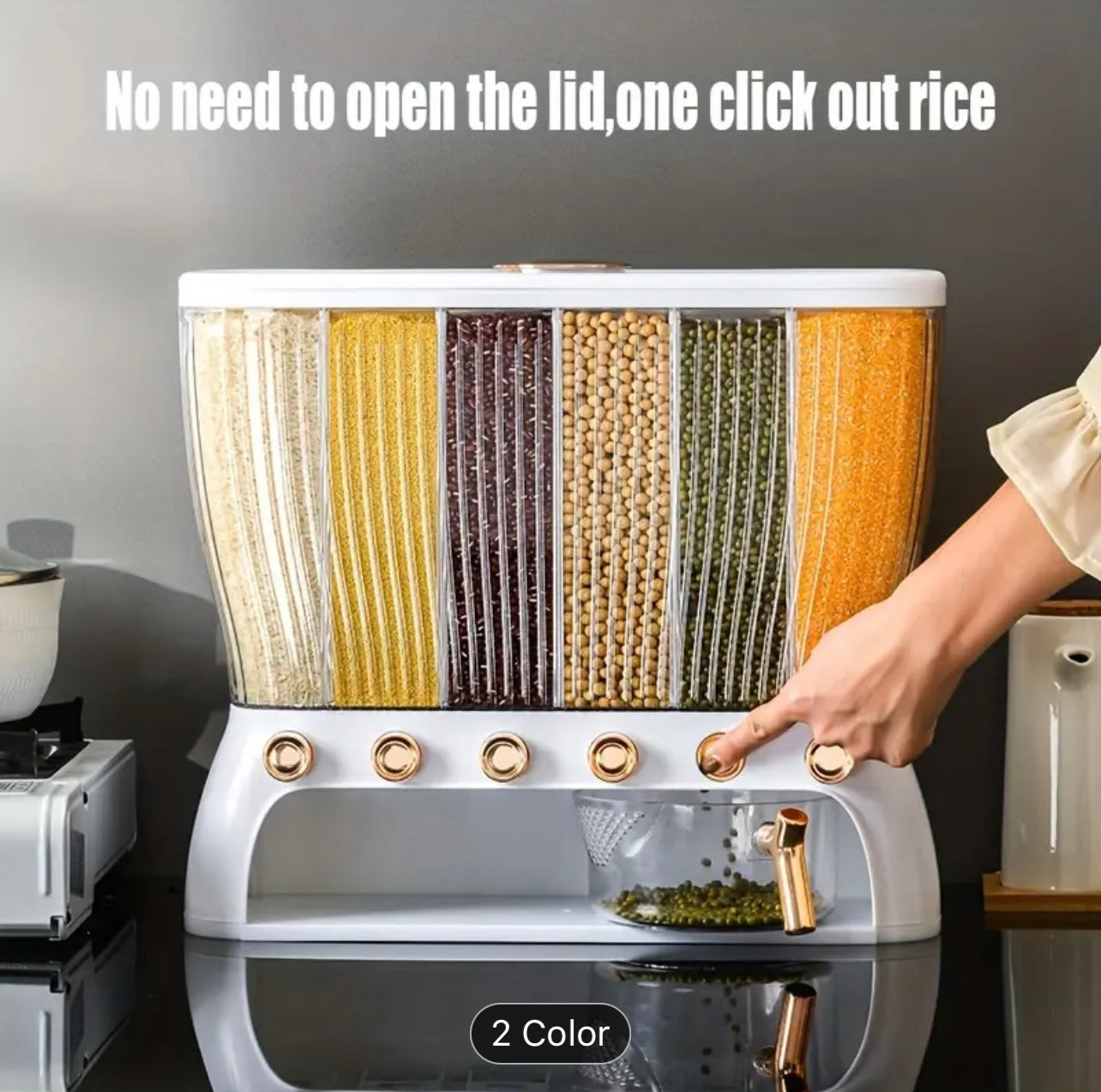 Categorized Rice Container, Anti-Moth Moisture-Proof Box, Durable Rice Storage Organizer for Pantry or Kitchen Use