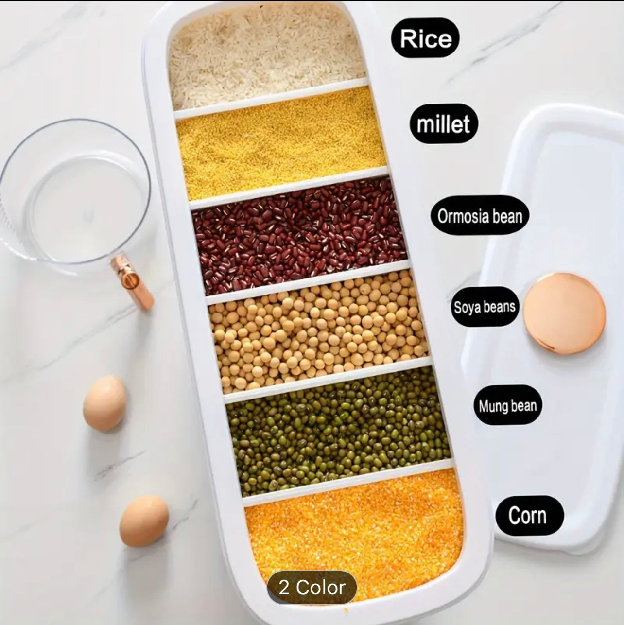 Categorized Rice Container, Anti-Moth Moisture-Proof Box, Durable Rice Storage Organizer for Pantry or Kitchen Use