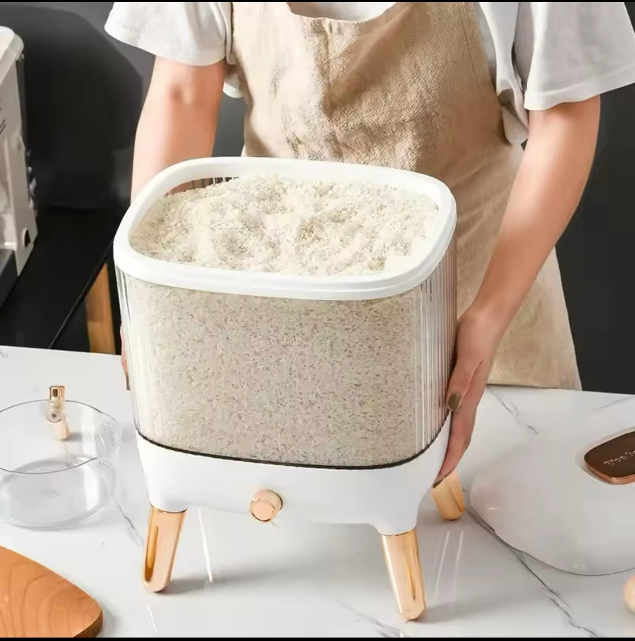 10kg Press-type Large-capacity Barrel Sealed Automatic Storage Box Household Kitchen Tank Light Luxury Rice Food Container