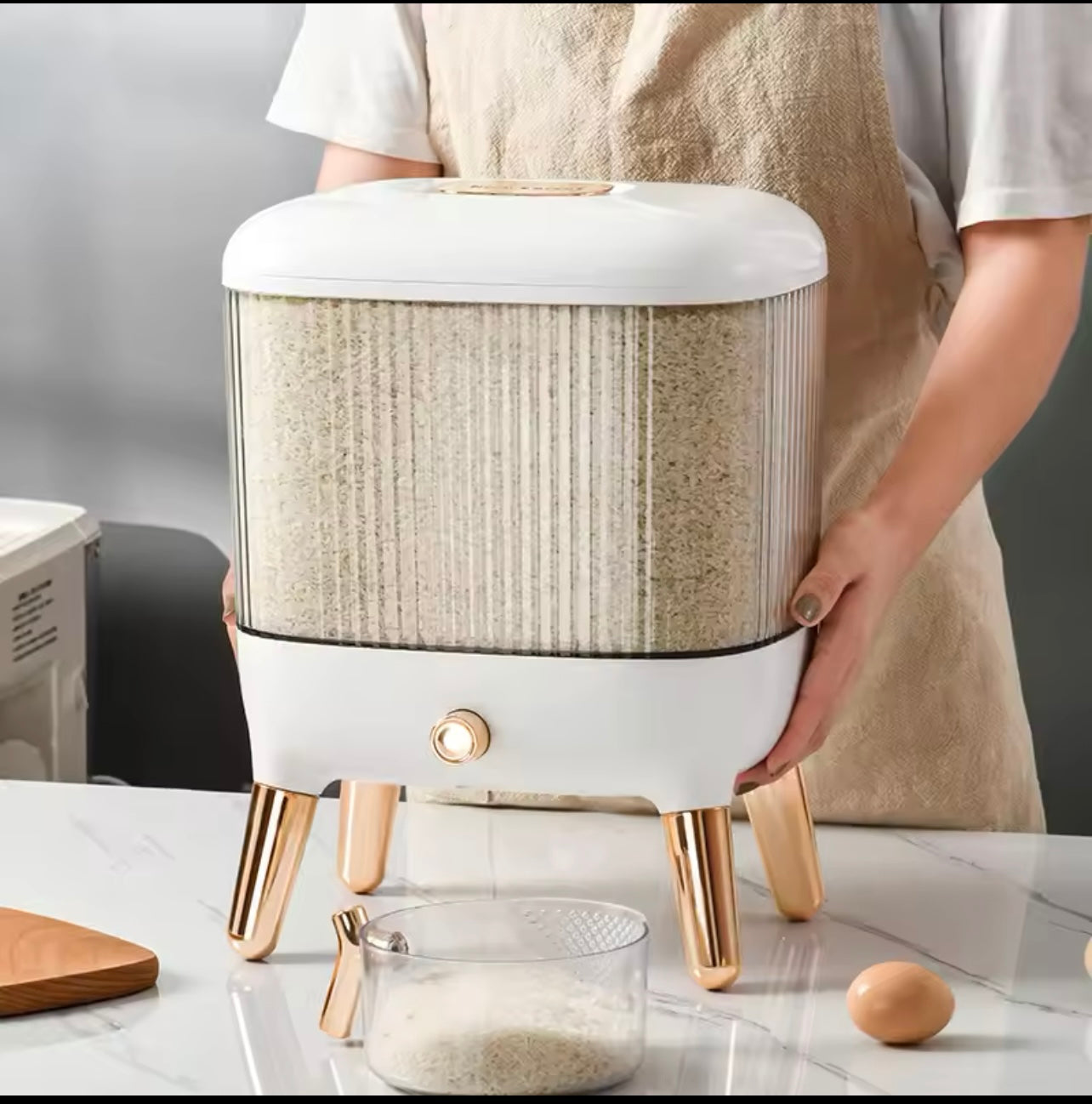 10kg Press-type Large-capacity Barrel Sealed Automatic Storage Box Household Kitchen Tank Light Luxury Rice Food Container
