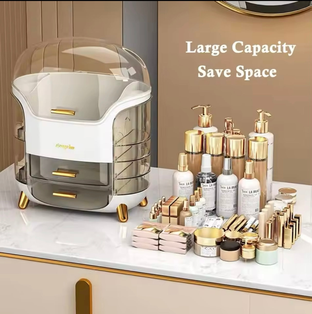 Cosmetic Storage Box Desktop Drawer Box Large Capacity Transparent Dustproof Cabinet Dressing Table Jewelry Product Storage Rack