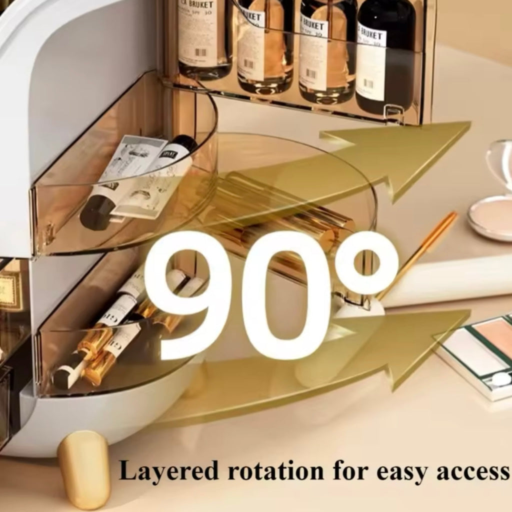 صندوق تخزين مستحضرات التجميل الشفاف ذو سعة كبيرة - منظم سطح المكتب مقاوم للغبار