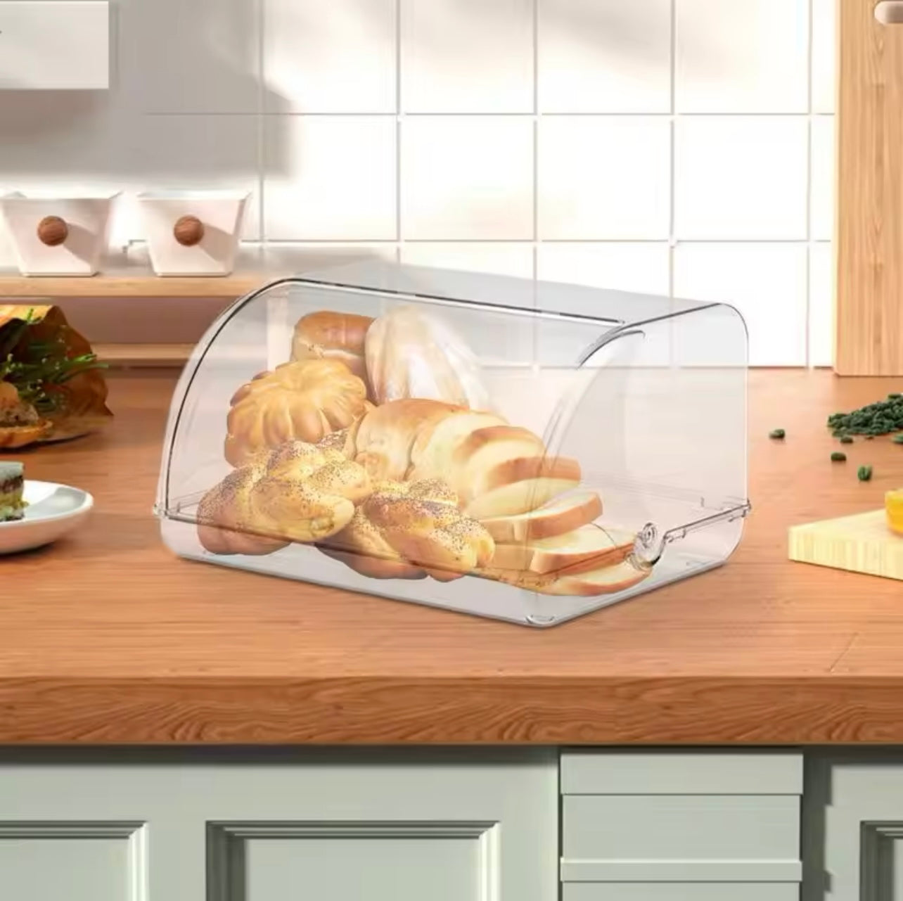 Cake Storage Container Food Container With Lid Cosmetic Display Case Desktop Storage Box For Homemade Bread Bakery Loaf