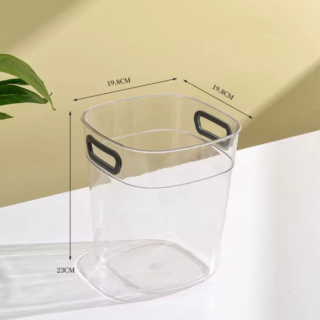 Top Popular Large and XLarge Capacity Transparent Plastic Garbage Can Waste Basket With Handle for Bedroom