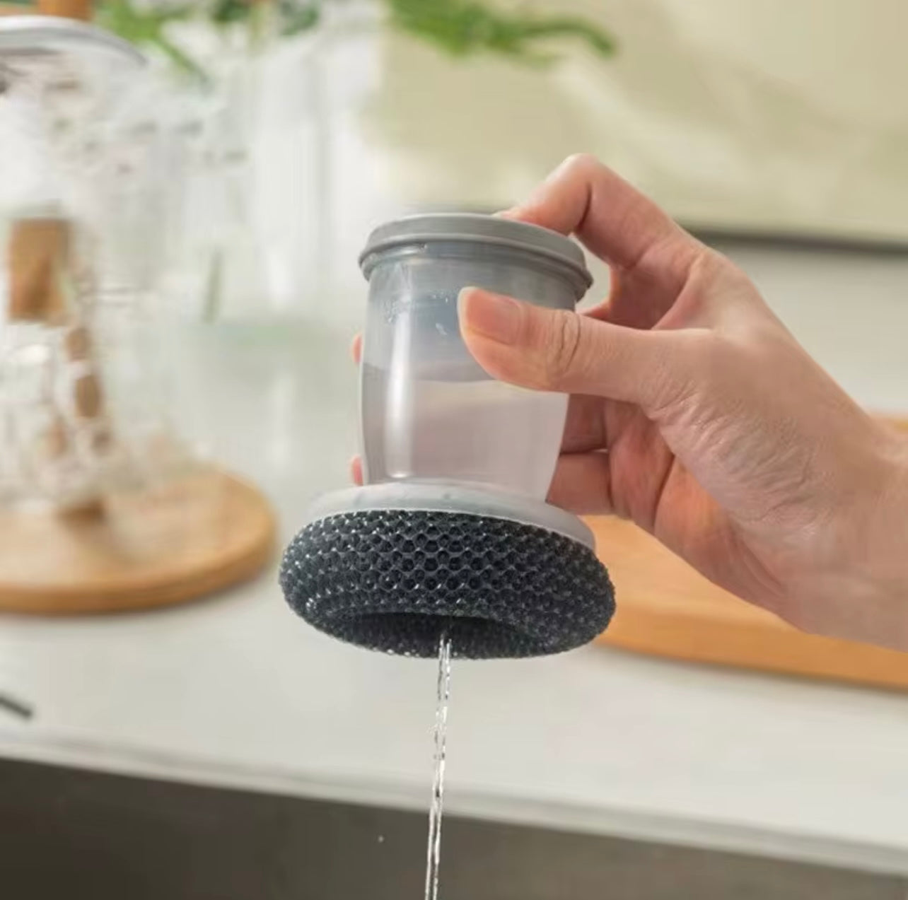 Liquid Soap Dispensing Dish Scrub Brush – Ergonomic Kitchen Cleaning Tool