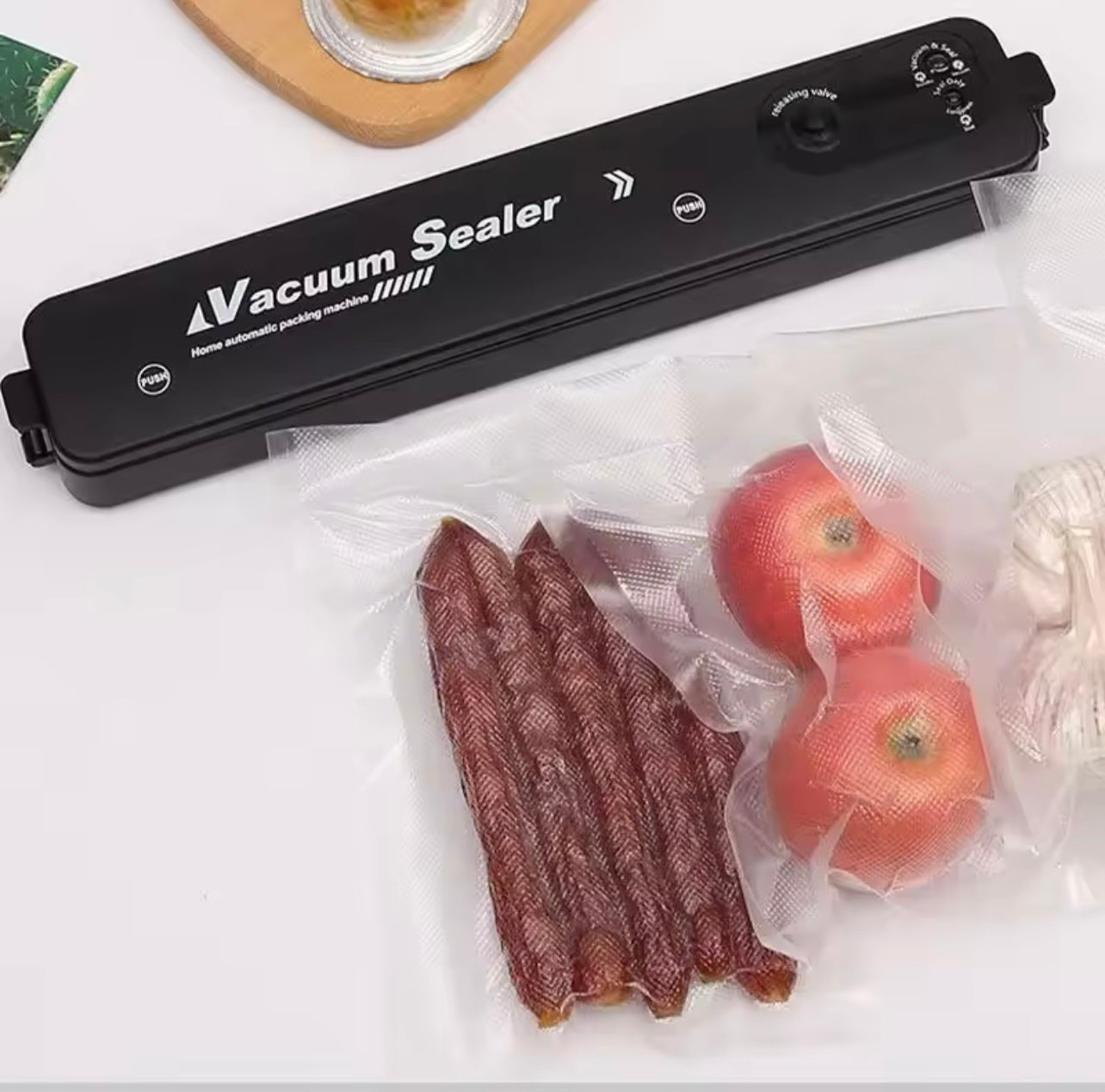 Vacuum Sealer, Food Vacuum Sealer, Vacuum Sealing Machine with Freshness Bags, Automatic Air-Sealing System for Food Storage, 2-in-1 Vacuum and Heat Sealing.